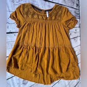 Yellow-orange Lace Detail Shirt